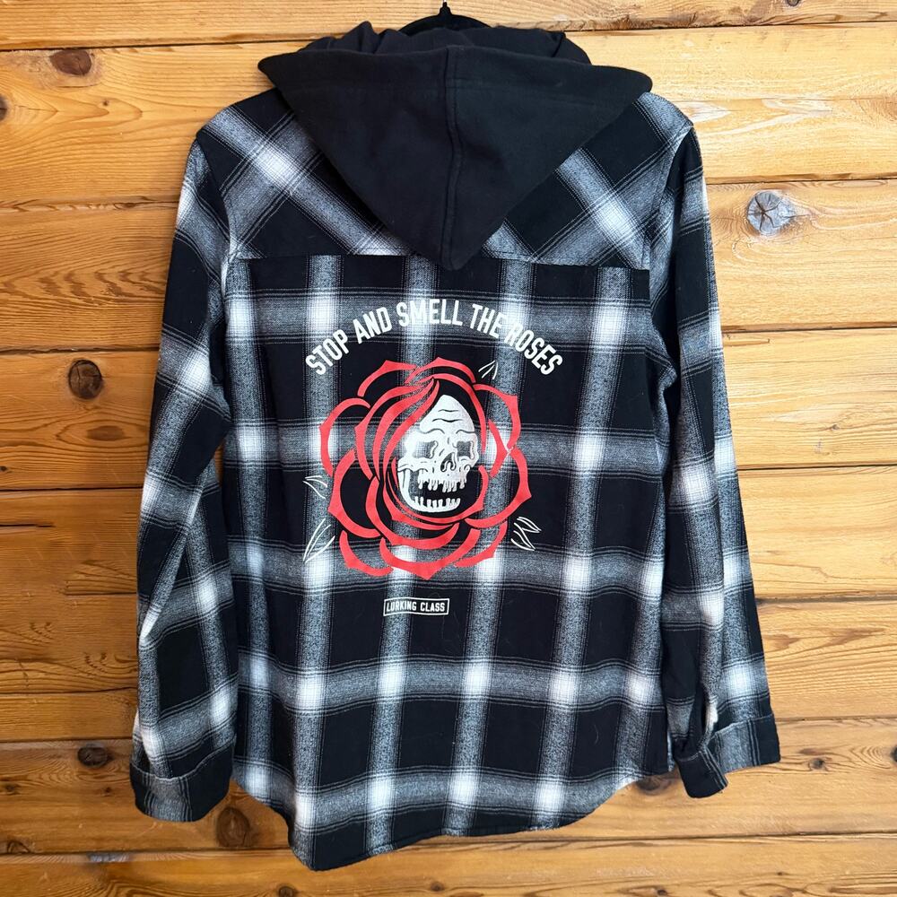 Lurking Class Art Stop & Smell The Roses Hooded Flannel Large